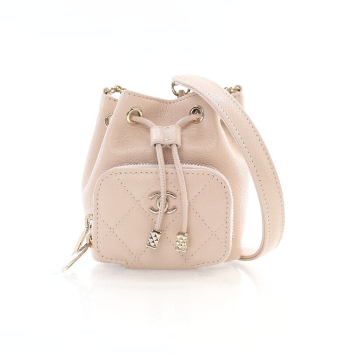 在庫SALE★Chanel Medallion Charms Bucket Bag Caviar Mini Chanel Medallion Charms Drawstring Bucket Bag Quilted Caviar