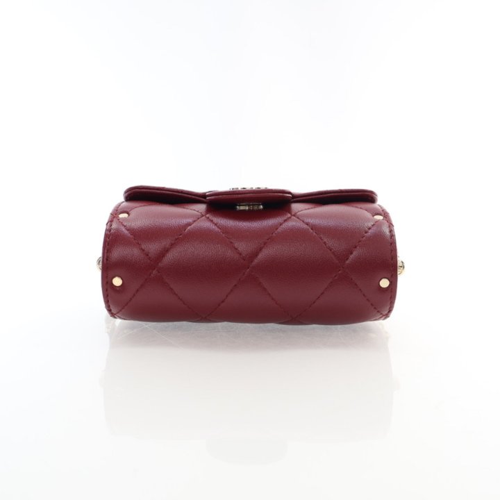 置物 CHANEL Auth 2010 CHANEL Wild Stitch Matelassé Coco Mark W Chain