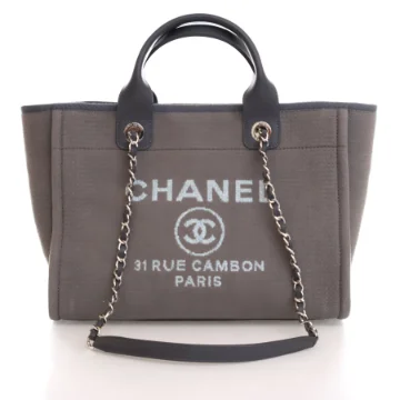 Chanel Small Grey Deauville Tote Bag