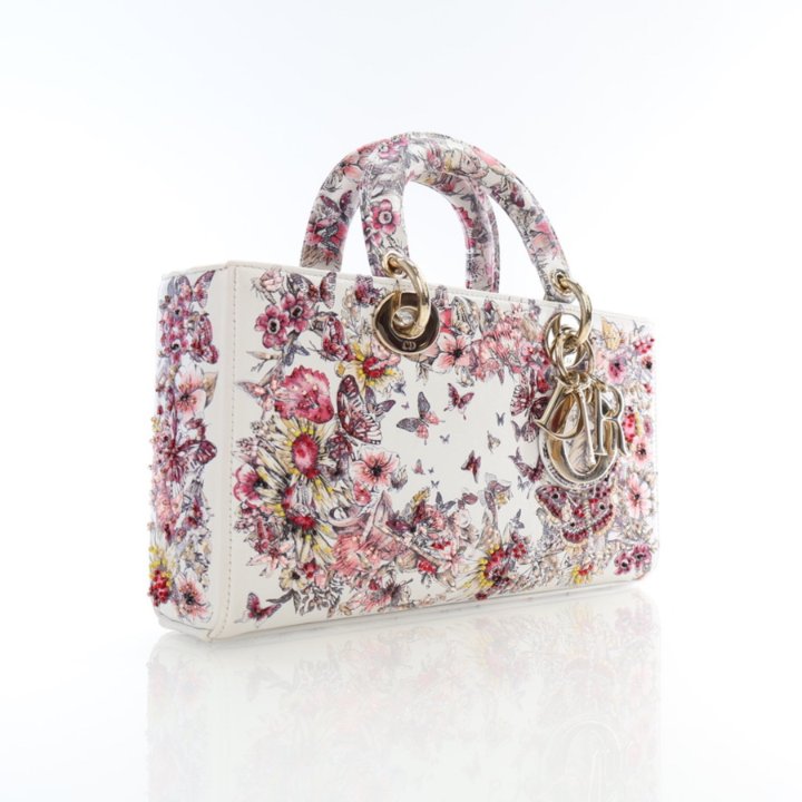 Dior フラワー装飾 バッグ Dior Medium Embellished Calfskin Butterfly Lady D-Joy - Luxe