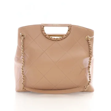 Chanel Beige Caviar Chain Frame Shopping Tote