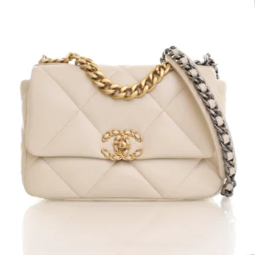 Chanel Medium White Lambskin 19 Flap Bag