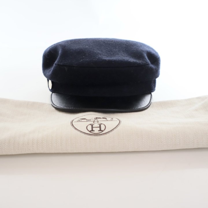 Hermes Navy Wool Newsboy Cap - Luxe Du Jour