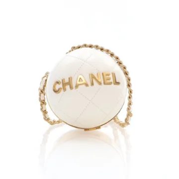 Chanel White Lambskin Coco Sphere Minaudiere Bag