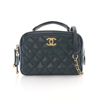 Chanel Emerald Green Calfskin CC Vanity Case
