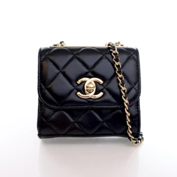 Chanel Mini Black Lambskin Trendy CC Chain Wallet