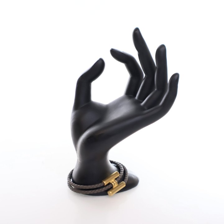 Hermes Etain Swift Tournis Tresse Bracelet - Luxe Du Jour