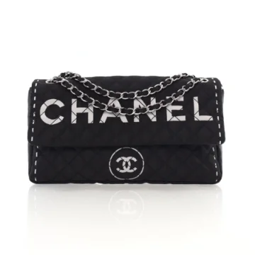Chanel Black Rhombus Nylon Chain Shoulder Bag