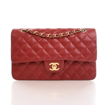 Chanel Vintage Medium Red Lambskin Classic Double Flap Bag