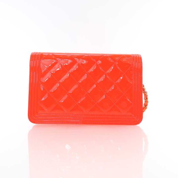 Chanel Orange Patent Boy Wallet On Chain (WOC) - Luxe Du Jour