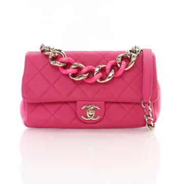 Chanel Pink Calfskin Resin Elegant Chain Flap Bag
