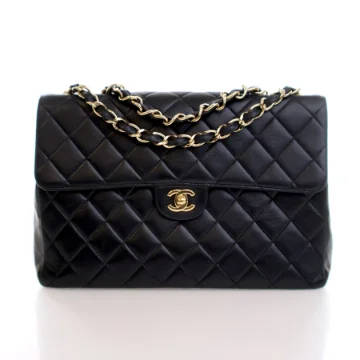 Chanel Vintage Jumbo Black Lambskin Classic Single Flap Bag