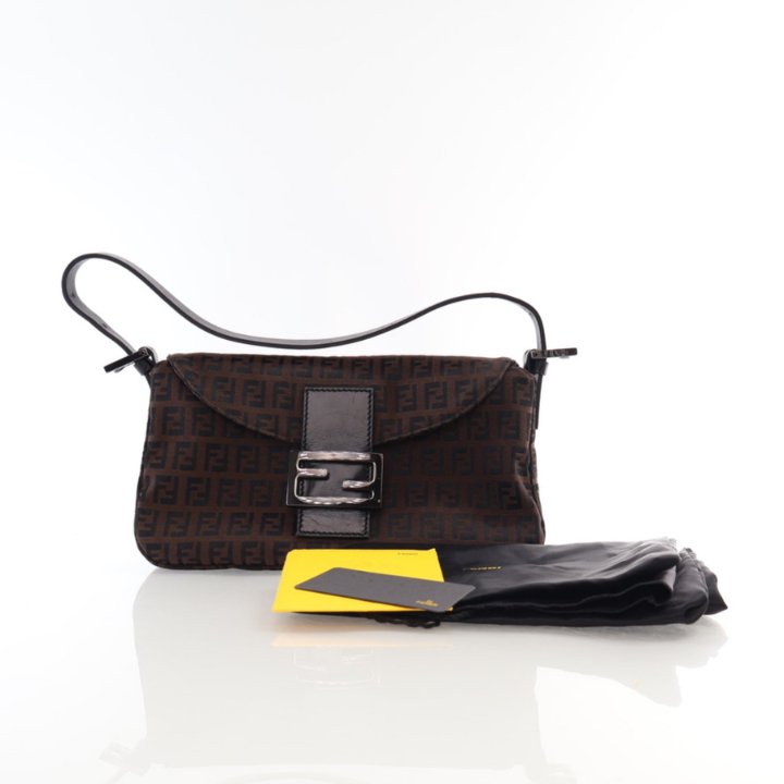 ショルダーバッグ Fendi Baguette Double Double Baguette Leather Black | Fendi
