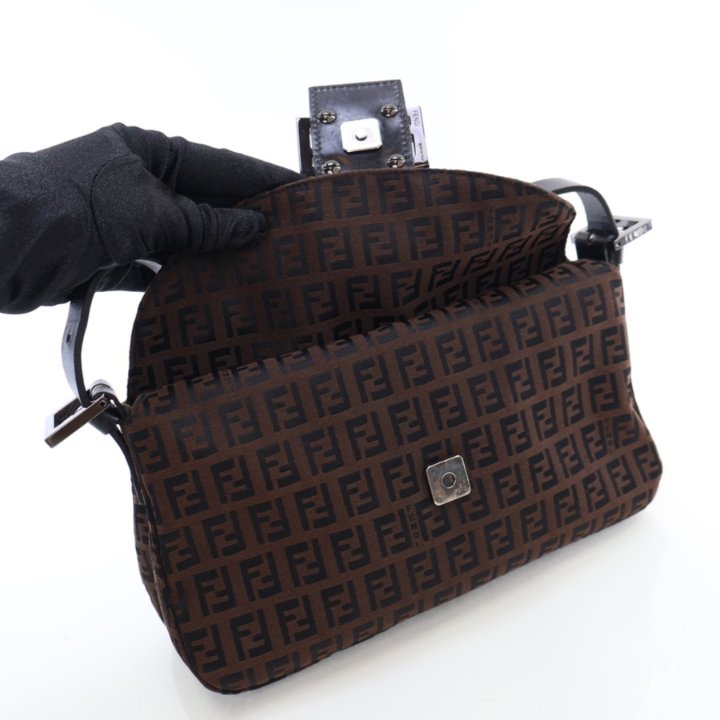 Fendi Zucchino Double Flap Baguette - Luxe Du Jour