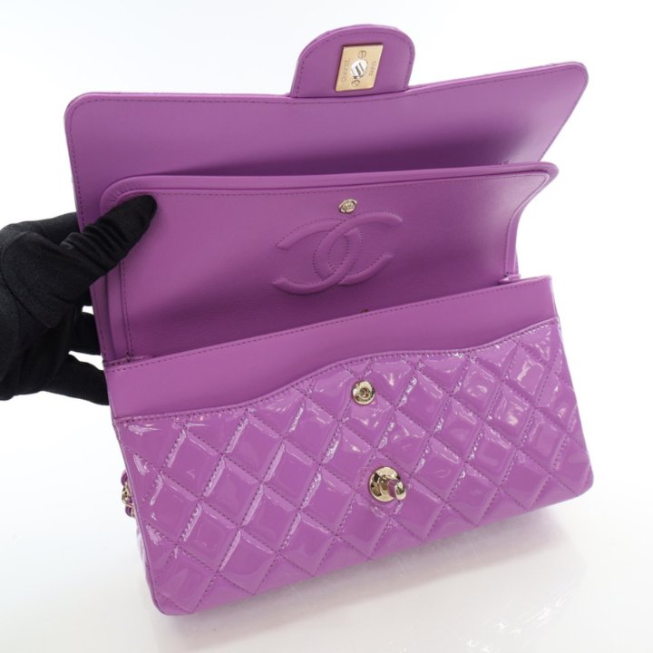 【ヴィンテージ】RankS☆Chanel Purple Classic Flap Jumbo Bag Buy Authentic Pre-Owned Designer Bags at Bolsa Boutique