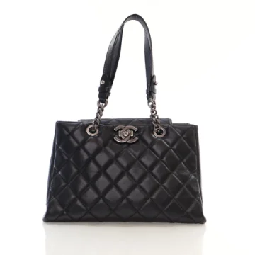 Chanel Black Goatskin City Rock Shopping Tote