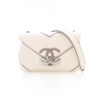 Chanel White Caviar Macro Chevron Flap Shoulder Bag