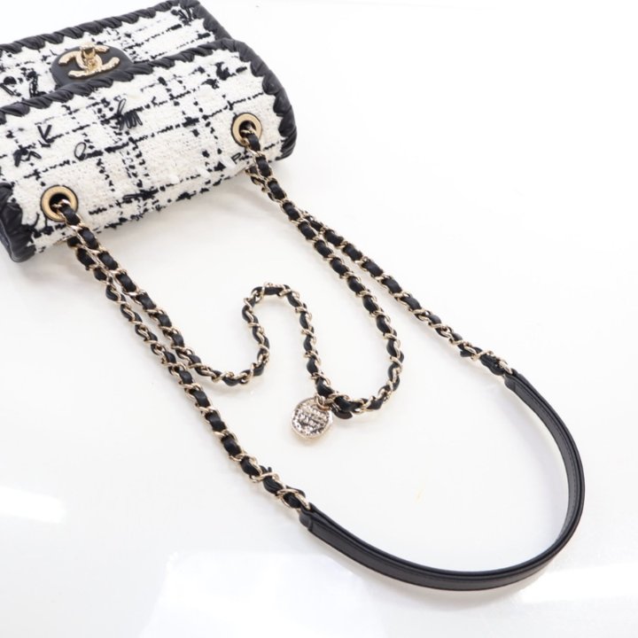Chanel Mini Black White Tweed My Own Frame Flap Bag - Luxe Du Jour
