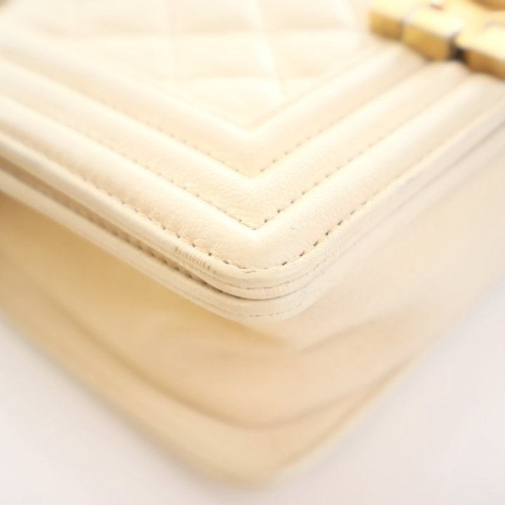 Chanel Small White Caviar Boy Bag Luxe Du Jour