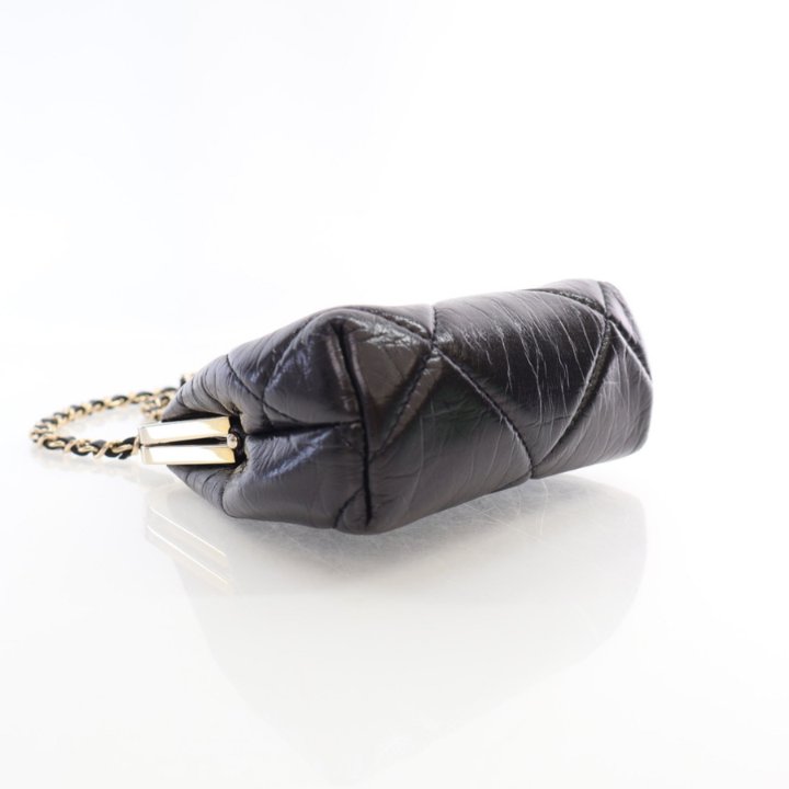 Chanel Black Lambskin Kiss Lock Clutch With Chain - Luxe Bag
