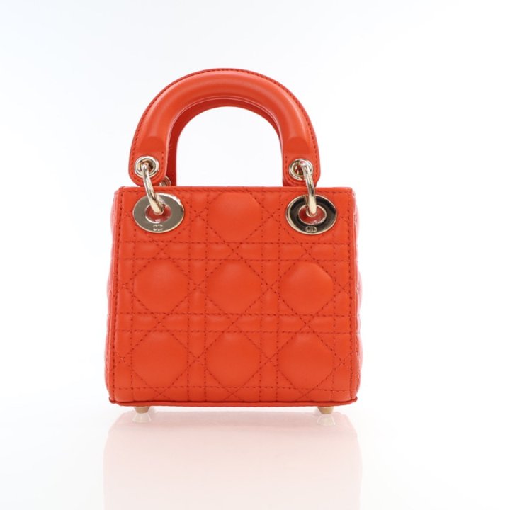 【ヴィンテージ】Rank:A☆Dior ORANGE MONTAIGNE MICRO 964936 Dior Micro Lambskin Lady Dior - Luxe Du Jour