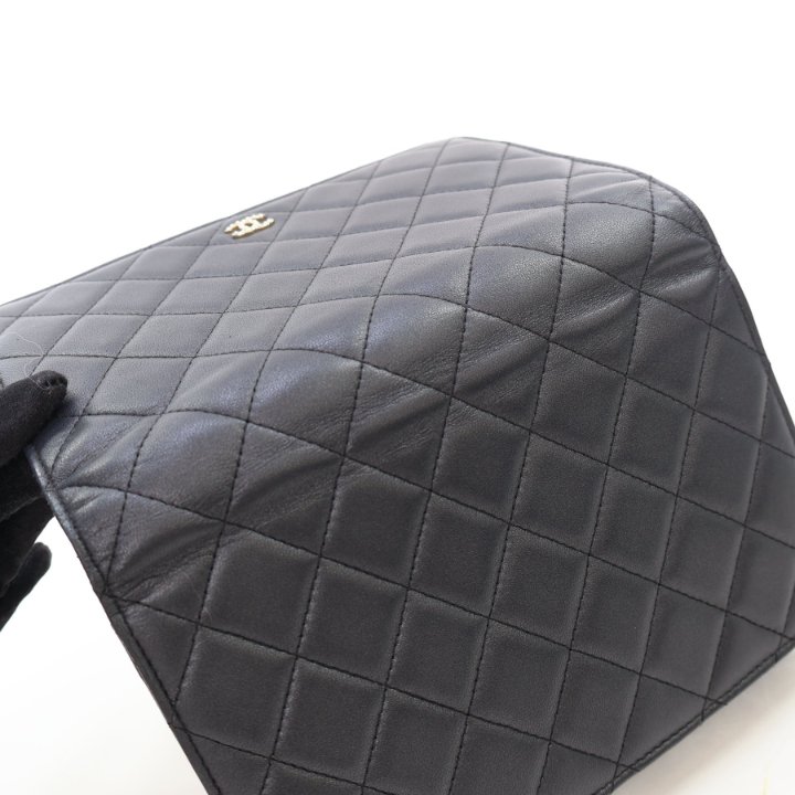 Chanel Grey Metallic Lambskin Limited Pearl Strap Wallet On