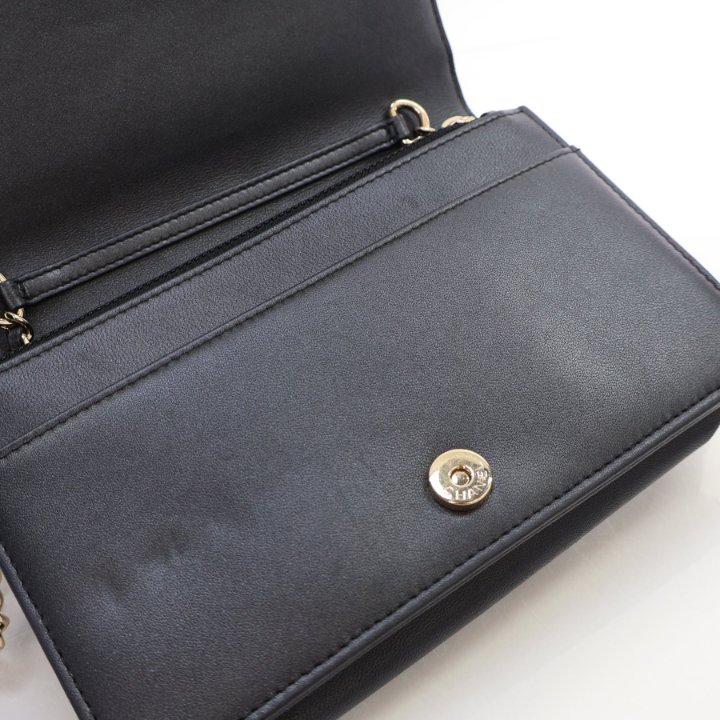 Chanel Grey Metallic Lambskin Limited Pearl Strap Wallet On