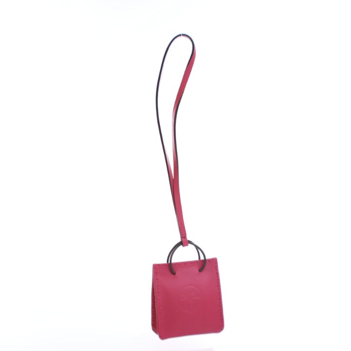 Hermes Rose Mexico Milo Lambskin Shopping Bag Charm - Luxe Du Jour