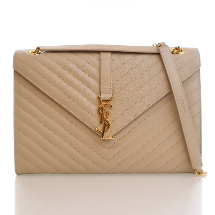 Saint Laurent (YSL) Large Calfskin Envelope Bag Luxe Du Jour