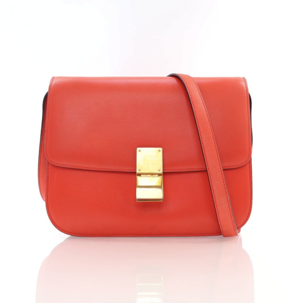 CELINE ミディアムクラシックバッグ レッド 189173DLS27OR Celine Medium Smooth Calfskin Box Bag - Luxe Du Jour