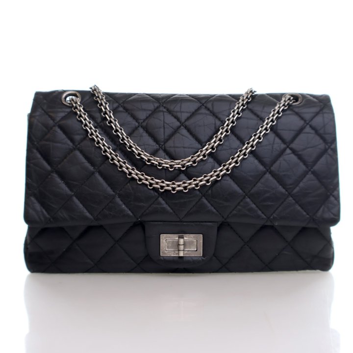 Chanel Black Aged Calfskin Reissue 2.55 Flap Bag 227 - Luxe Du Jour