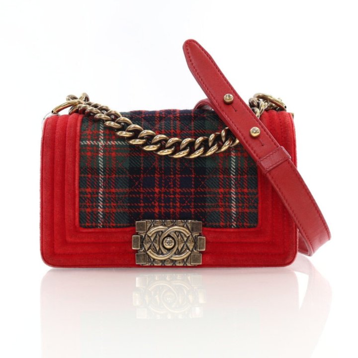 Chanel Small Plaid Velvet Paris-Edinburgh Boy Bag - Luxe Du Jour