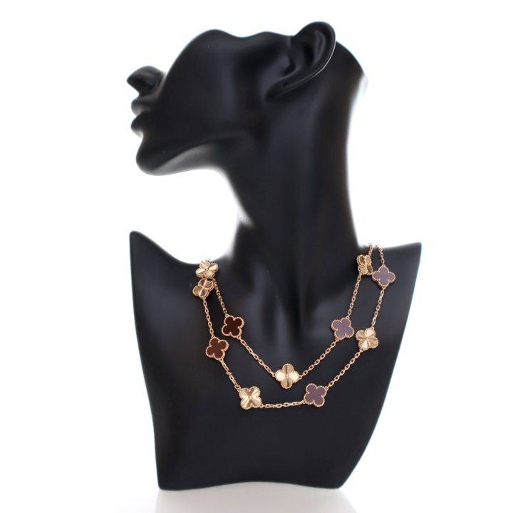 Van Cleef and Arpels Carnelian 20 Motif Vintage Alhambra Necklace