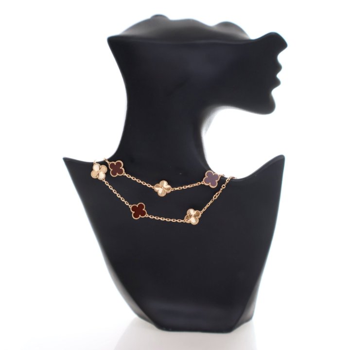 Van Cleef and Arpels Carnelian 20 Motif Vintage Alhambra Necklace