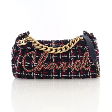 Chanel Multicolor Tweed Written In Chain Hobo