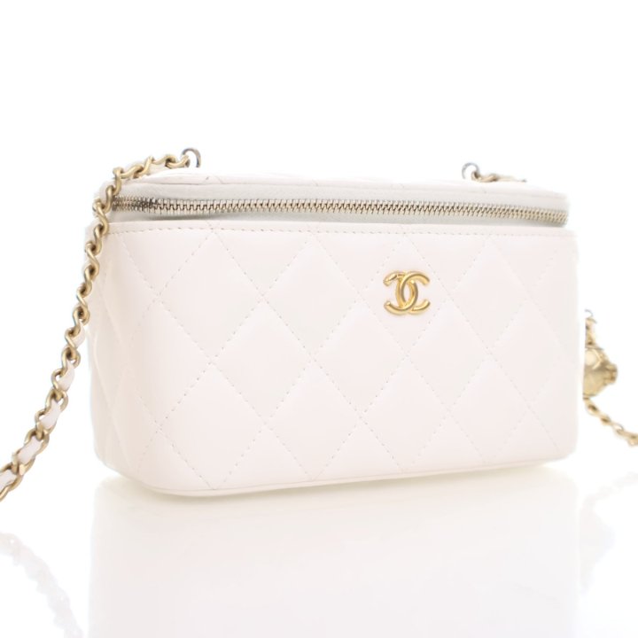 Chanel White Lambskin Pearl Crush Vanity Case - Luxe Du Jour Chanel White Lambskin Pearl Crush Vanity Case - Luxe Du Jour