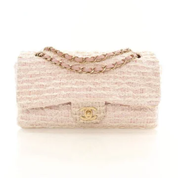 Chanel Medium Pink Tweed Classic Single Flap Bag