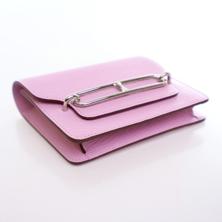 Hermes Mauve Sylvestre Chevre Mysore Roulis Slim Wallet