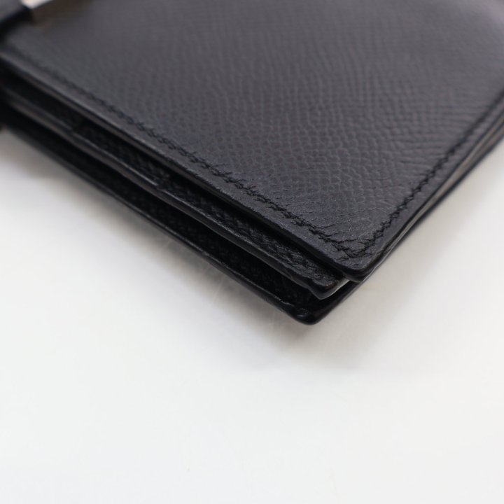 中古★Hermes Bearn Wallet Epsom & Gold Black★