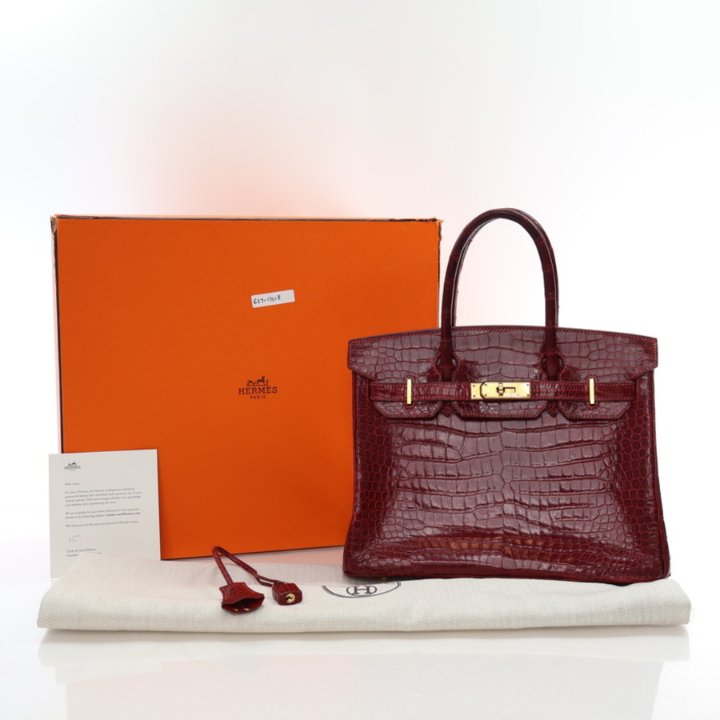 Hermes Rouge H Porosus Crocodile Birkin 30 Luxe Du Jour