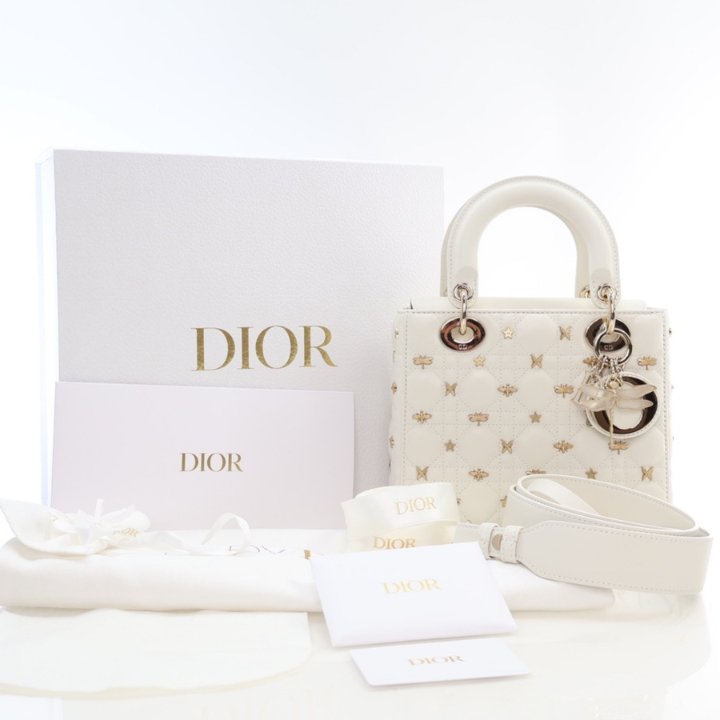正規品★DIOR Lady Dior ガーデニア Small Lady Dior My ABCDior Bag Cloud Gray Cannage Lambskin