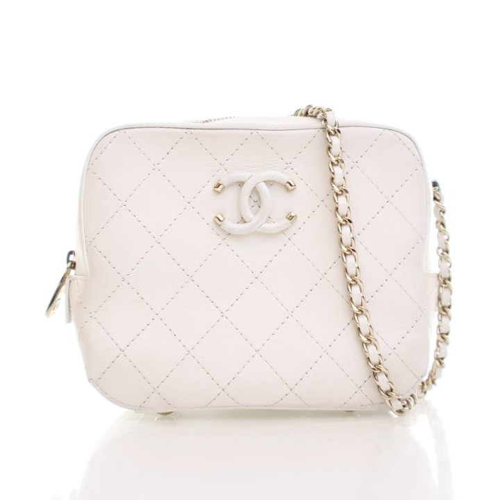 Chanel White Calfskin Camera Bag - Luxe Du Jour