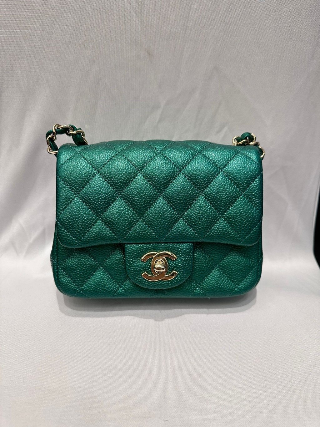 Chanel Mini Green Caviar Classic Square Flap Bag - Luxe Du Jour