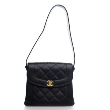 Chanel Vintage Black Lambskin Diana Flap Bag