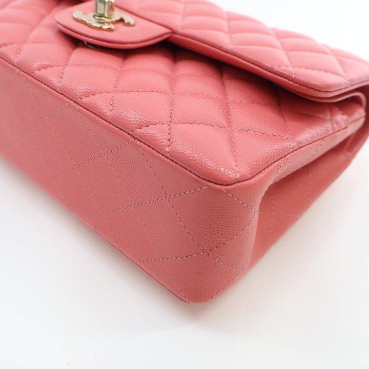 【ヴィンテージ】Rank:SS☆Chanel Pink GHW No28 weed Small Bag Pink Mini Lacquered Chain Lambskin Quilted Flap Aged Gold