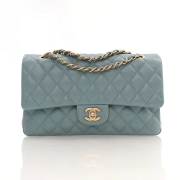 Chanel Medium Blue Iridescent Caviar Classic Double Flap Bag