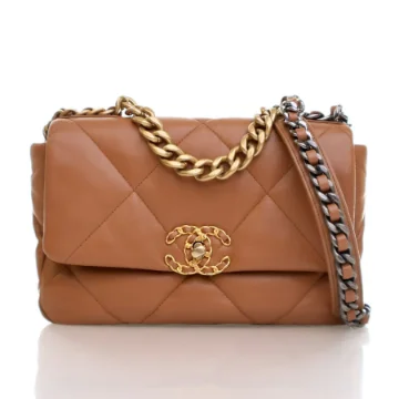 Chanel Small Beige Lambskin 19 Flap Bag