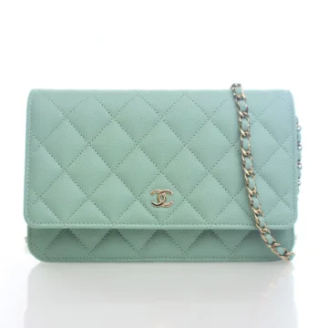 Chanel Green Caviar Classic Wallet On Chain (WOC)