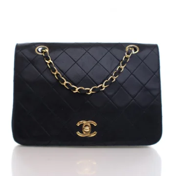 Chanel Vintage Small Black Lambskin Full Flap Bag