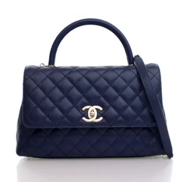 Chanel Medium Navy Caviar Coco Handle